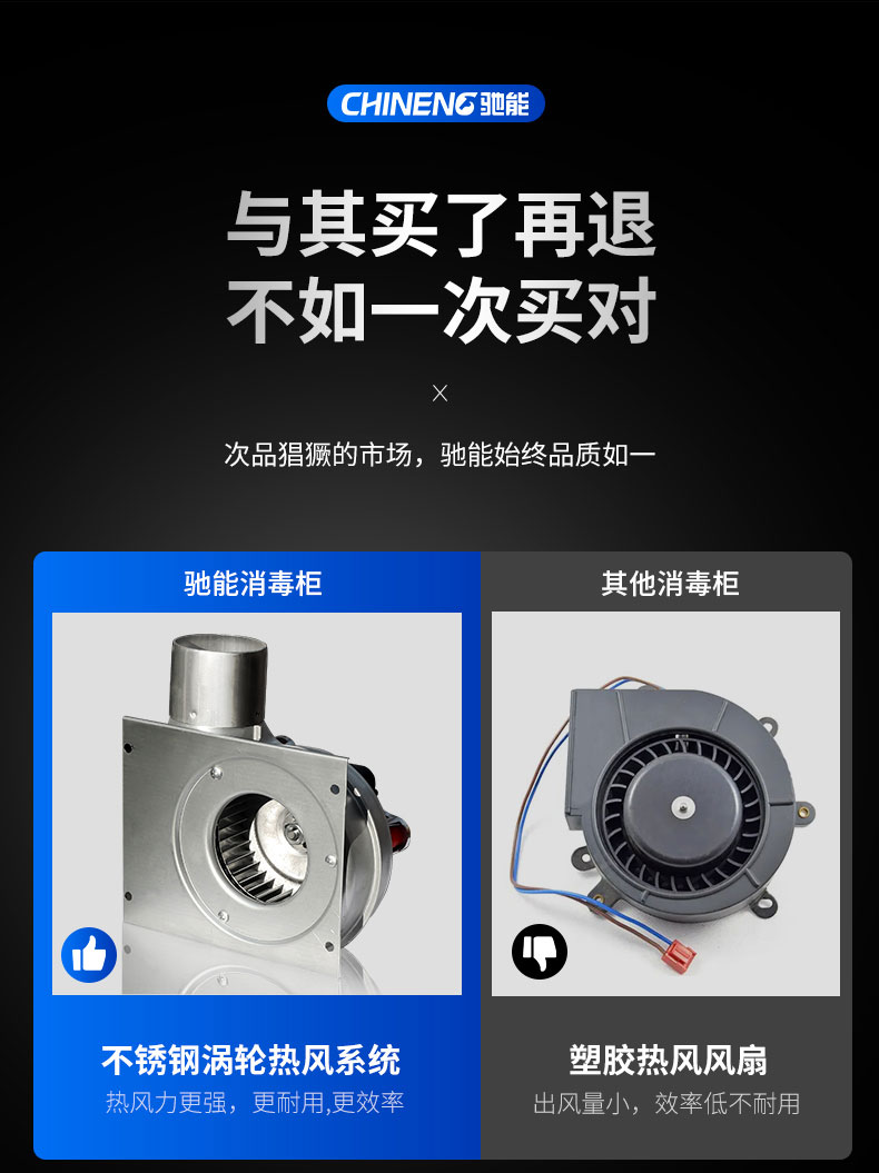 馳能熱風(fēng)消毒柜與其他消毒柜對(duì)比