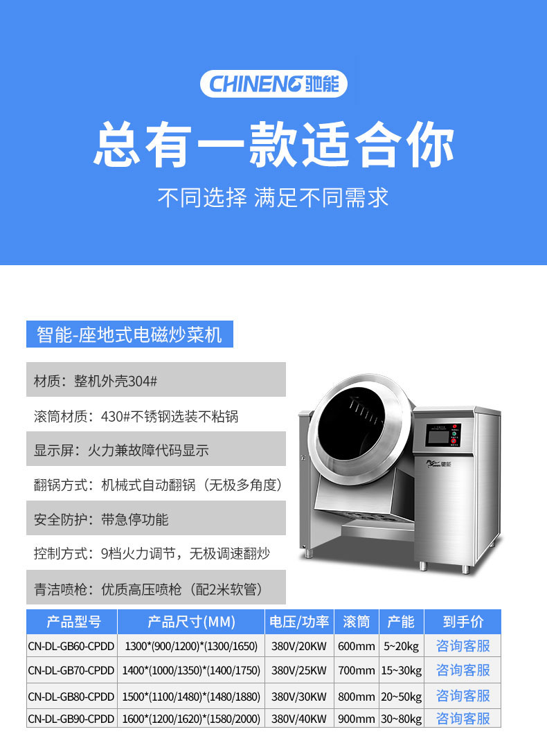 馳能炒菜機產(chǎn)品參數(shù)1