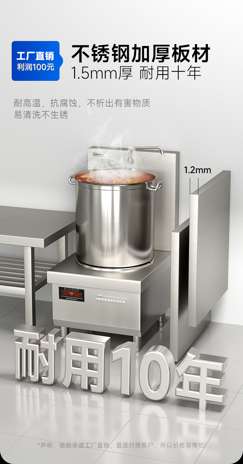低湯爐加厚不銹鋼機身